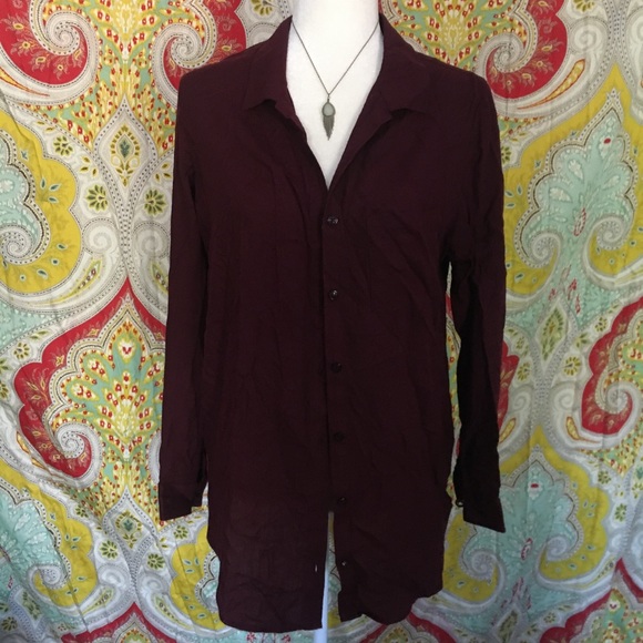 Deep Purple Button Down Blouse - Picture 1 of 5